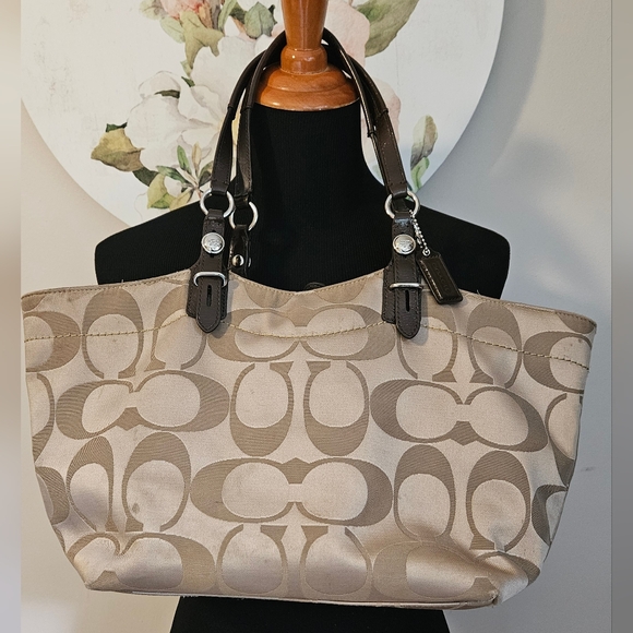 Coach Tan and Brown Signature Tote - Picture 1 of 14
